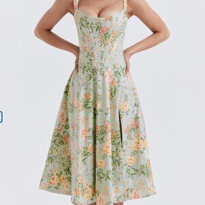 House of CB Saira Dress Blue Floral Size S